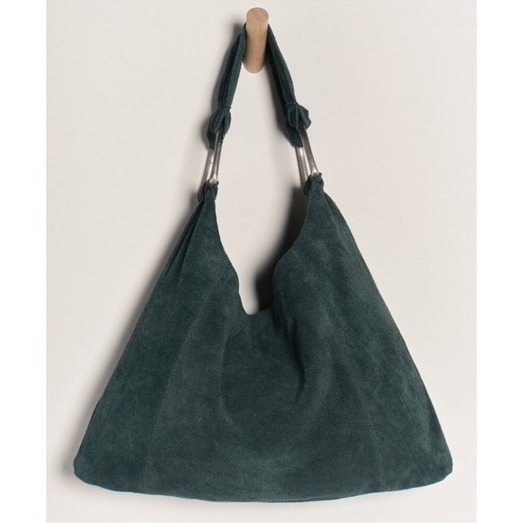 NWT FREE PEOPLE Bobbi Slouch Suede Tote / Pine - Picture 1 of 6